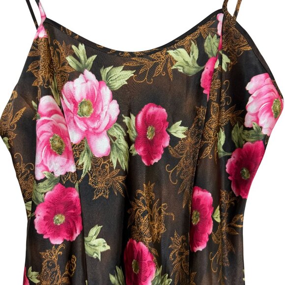 Sophia Delicates Lingerie Slip Dress Medium Bold Pink Roses Sexy Grunge Mob Wife - Picture 2 of 9